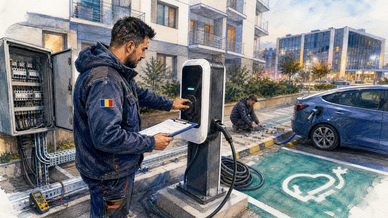 Borne de încărcare EV pentru blocuri și firme: validezi, autorizezi, operezi cu venit lunar
