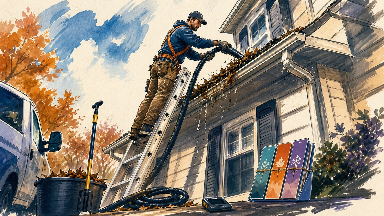 Build a seasonal gutter cleaning route
