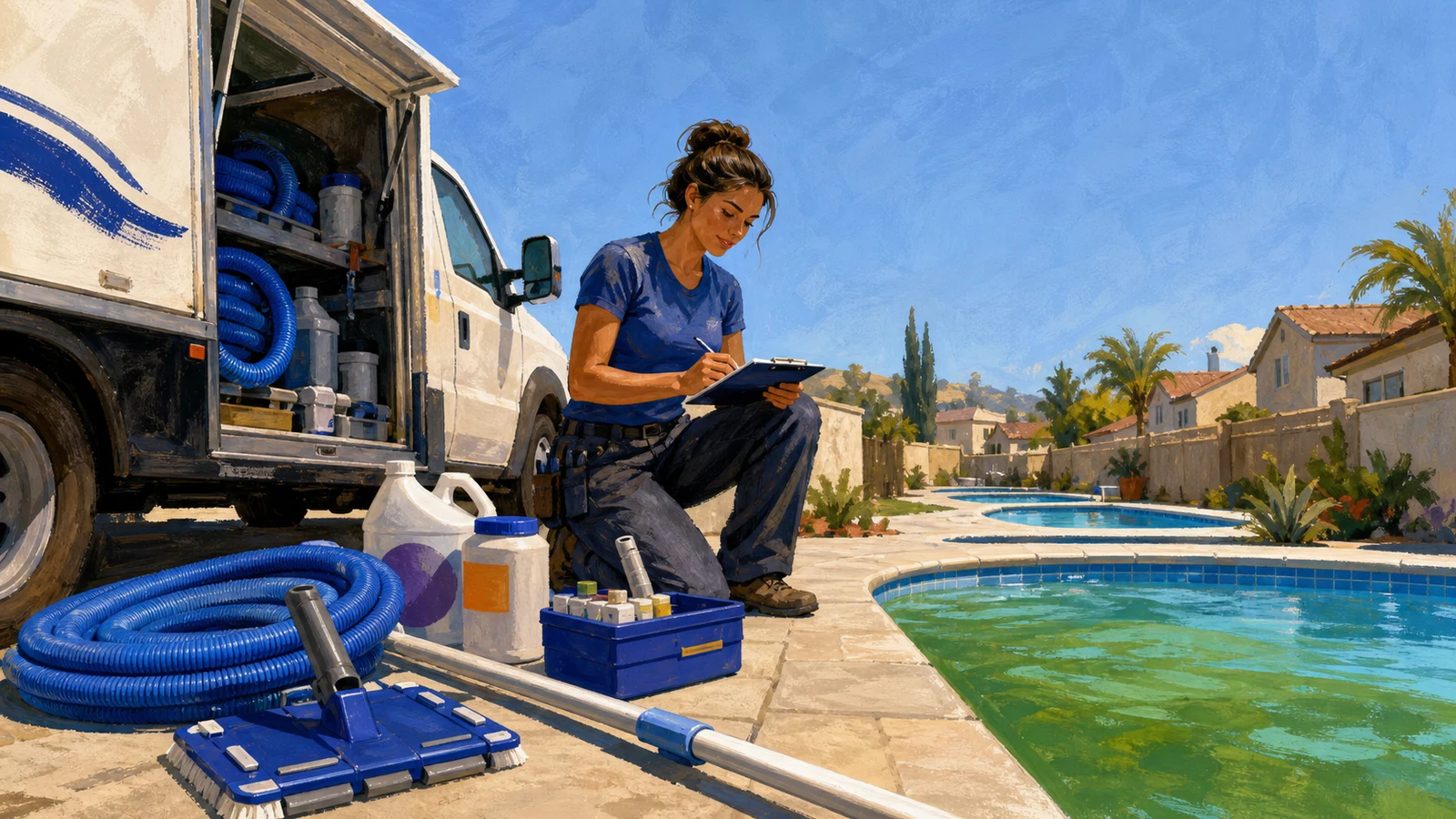 Build a residential pool cleaning route