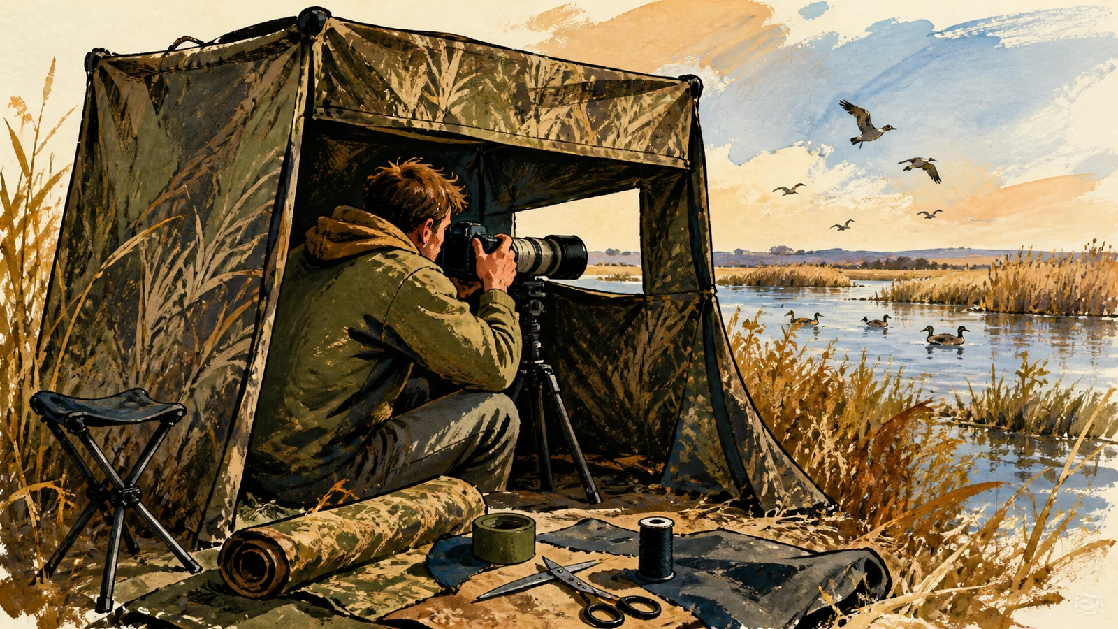 Construiește un hide pliabil pentru fotografie de faună în Dobrogea