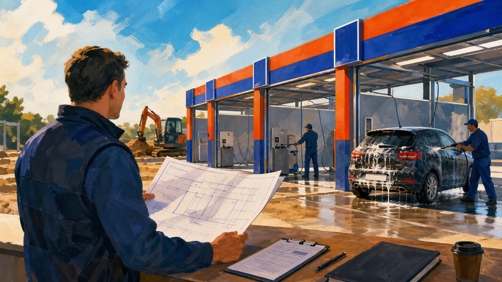 Deschide o spălătorie auto self-service (coin-op, 2–6 boxe)