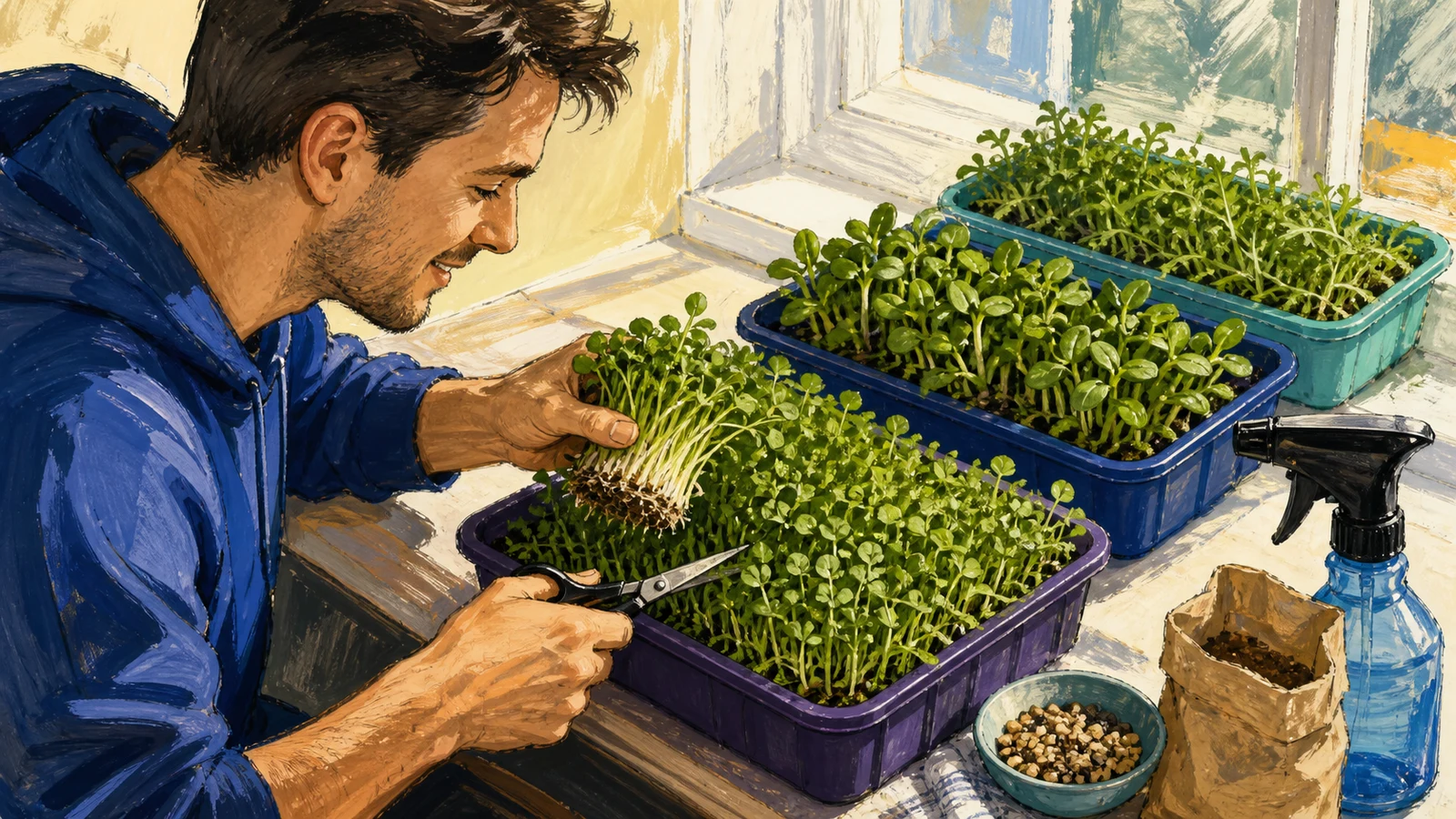 Microgreens pe pervaz: recoltă verde în zece zile, tot anul