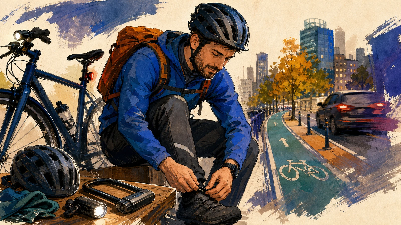 Naveta cu bicicleta: echipament, rută sigură și obicei pe anotimpuri