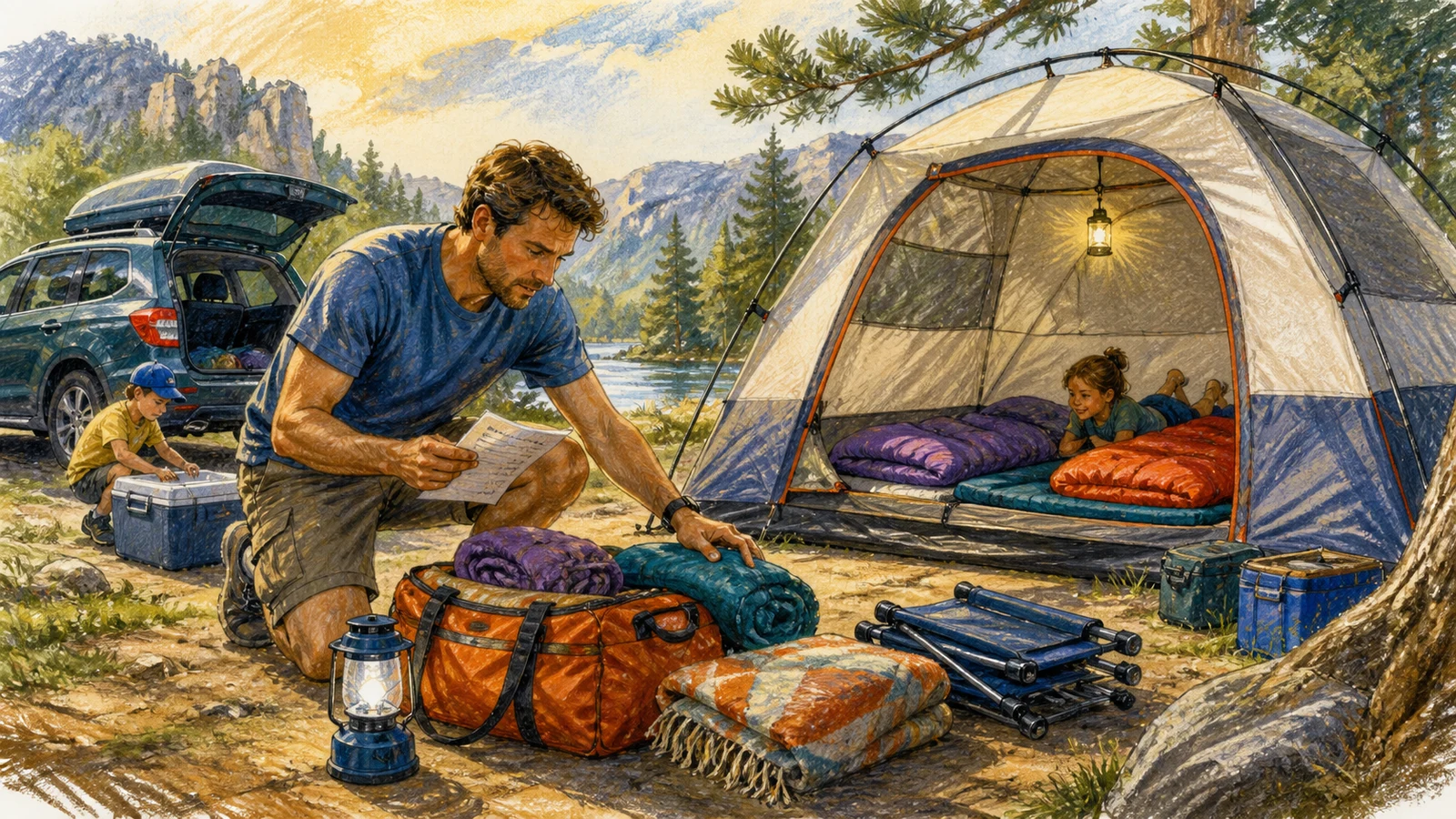 Primul camping cu copiii: echipament, locul potrivit și nopți liniștite