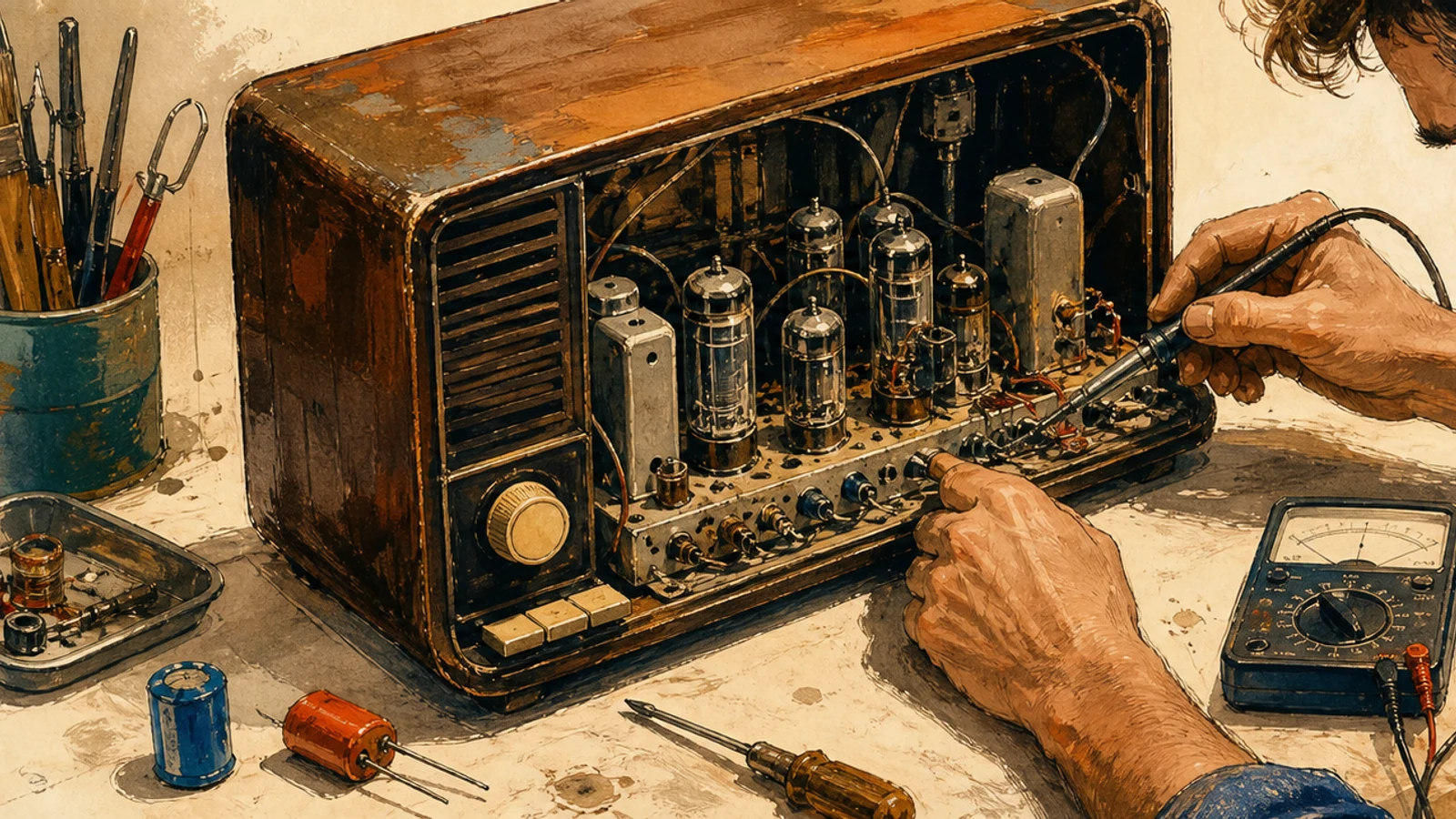 Restaurarea primului aparat vintage: radio cu lampi sau aparat foto mecanic