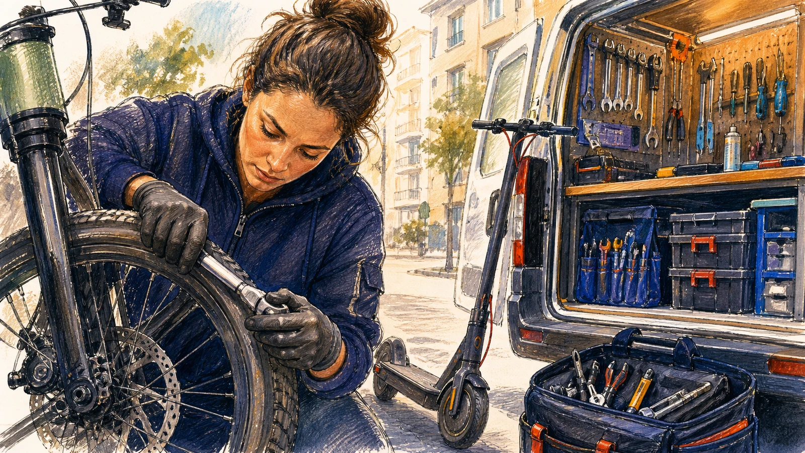 Service mobil de reparații biciclete și trotinete electrice la domiciliu