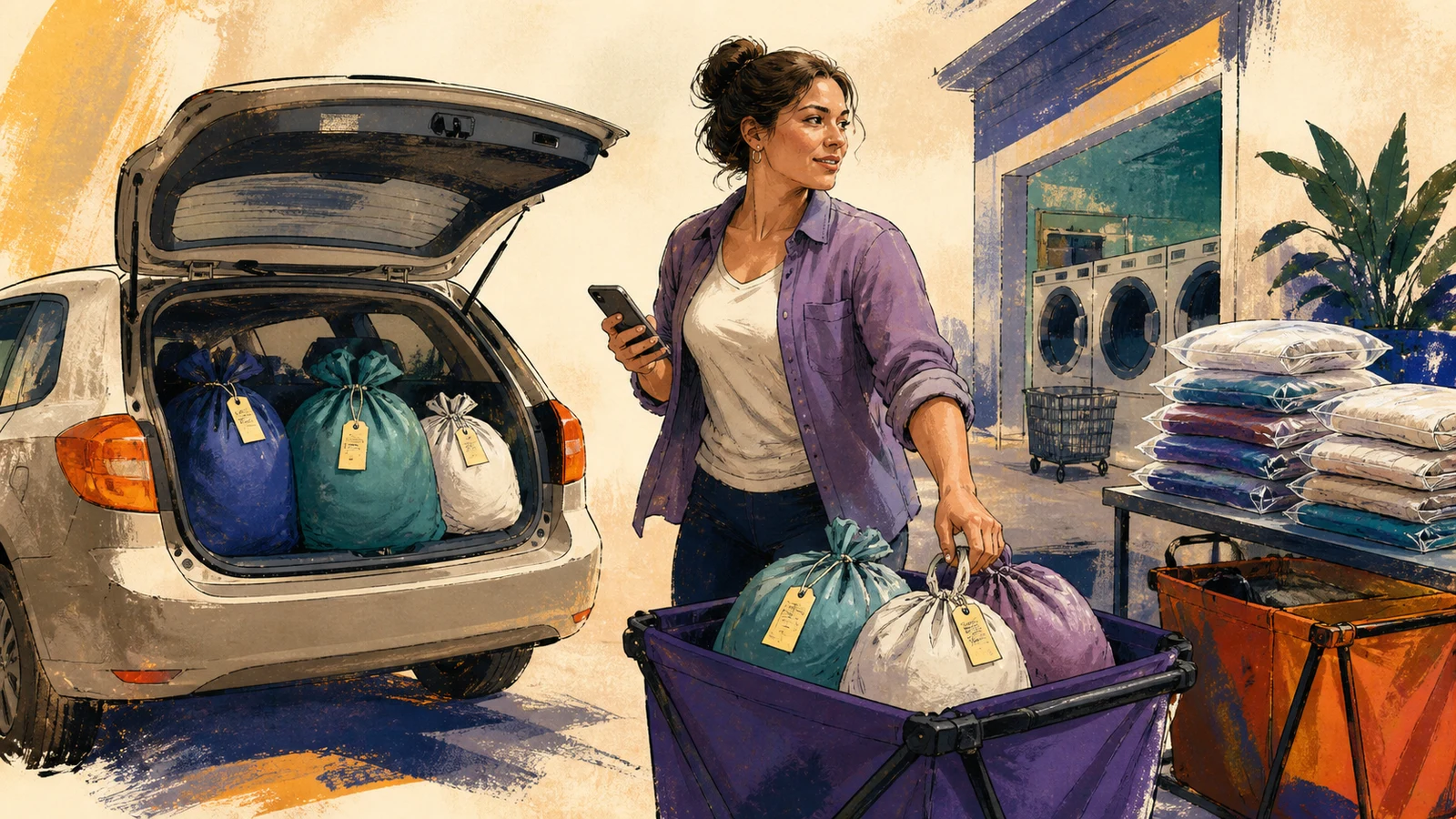 Start a wash-and-fold pickup and delivery route