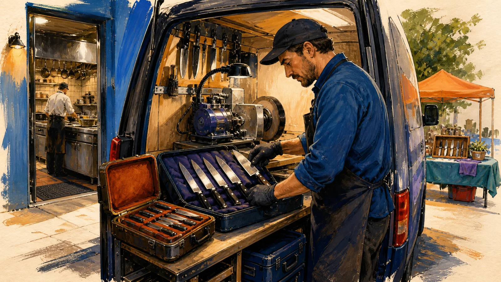 Start a mobile knife sharpening route for restaurants