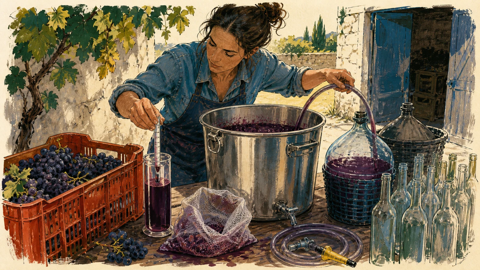 Vin de casă de la struguri la sticlă: sezonul complet, fără accize și fără oțet